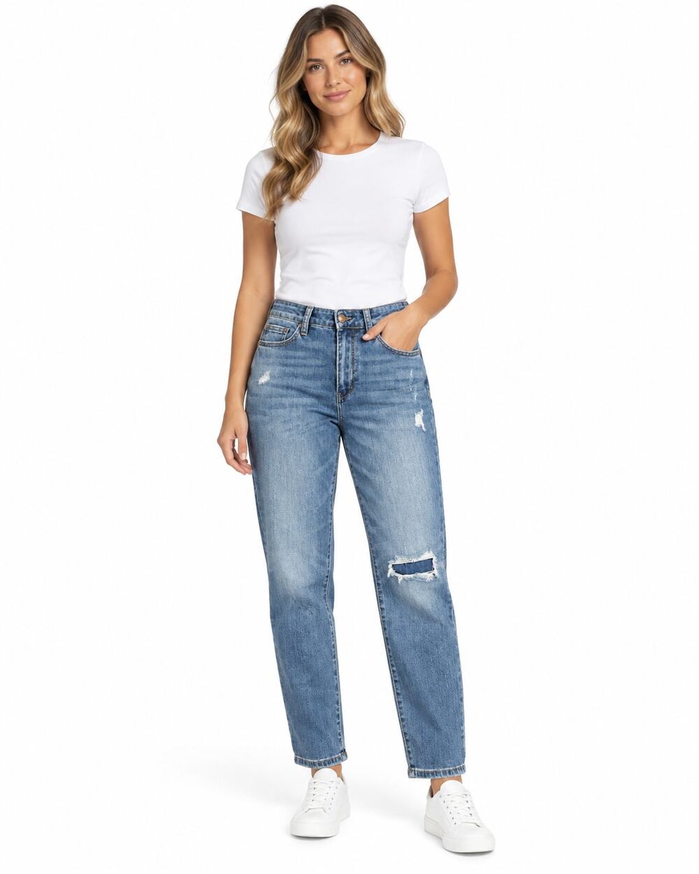 Judy Blue Boyfriend Fit Jeans Womens 7/28 Medium Wash Stretch Denim